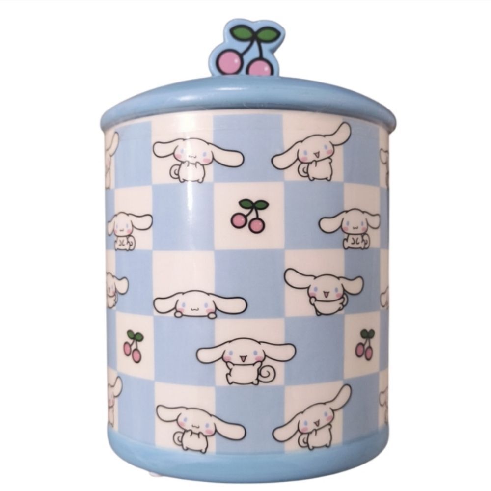 Sanrio Cinnamoroll Blue and White Checkered Cookie Jar